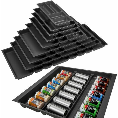ORGA-BOX 3 Gewürzgläsereinsatz Tiefe 473 mm anthrazit Schubladeneinsätze Breite 491 mm für Schubladen 600 mm