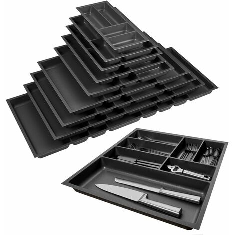 ORGA-BOX 2 Besteckeinsatz Tiefe 462 mm für Nobilia Küchen Canvas-Struktur anthrazit Schubladeneinsatz Breite 509 mm für Schubladen 600 mm