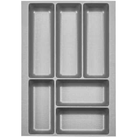 ORGA-BOX 2 Besteckeinsatz Tiefe 462 mm für Nobilia Küchen Canvas-Struktur silbergrau Schubladeneinsatz Breite 309 mm für Schubladen 400 mm