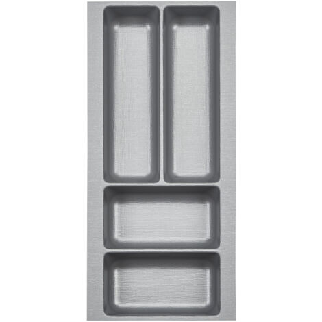 ORGA-BOX 2 Besteckeinsatz Tiefe 462 mm für Nobilia Küchen Canvas-Struktur silbergrau Schubladeneinsatz Breite 209 mm für Schubladen 300 mm