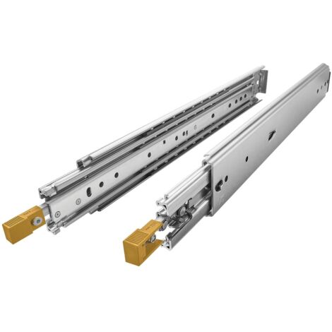1 Paar SOTECH Schwerlastauszüge mit Lock-in/out Einrastfunktion mit gelbem Hebel, belastbar bis 200 Kg, Modell KV2-200-H76-L1400-LC 1422,4 mm