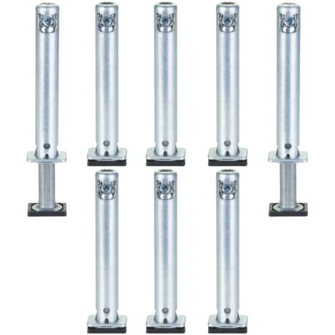 8 x SOTECH Sockel-Höhenversteller (Höhe 70 mm Durchmesser Ø 12 mm Bohrtiefe 80 mm Tragkraft 300 kg) verstellbar +25 mm mit Bodengleiter zum Einbohren in Wangen und Schrankseiten