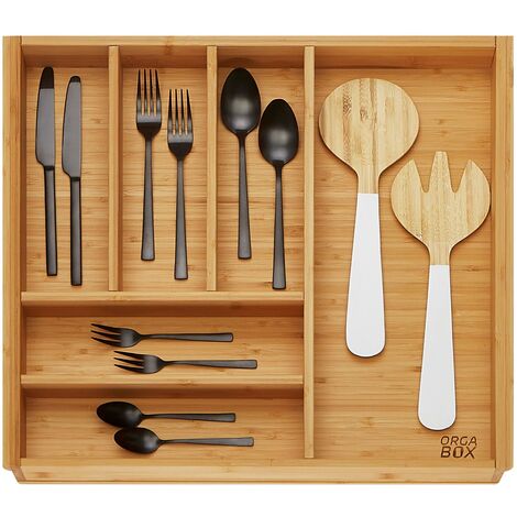 ORGA-BOX 3 BAMBUS Besteckeinsatz Holz-Besteckkasten für Nobilia Schubladen ab August 2012 für 60er Schublade (473 x 497 mm) mit 6 Fächer