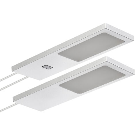 SOTECH LED-Möbelleuchte GIULIA II mit / ohne Sensor silbergrau, 4000K neutralweiß inkl. Trafo & Verteiler, 2er Set