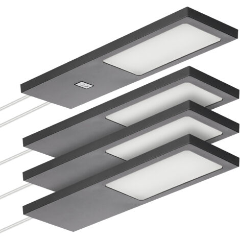 SOTECH LED-Möbelleuchte GIULIA II mit / ohne Sensor schwarz, 2700K warmweiß inkl. Trafo & Verteiler, 4er Set