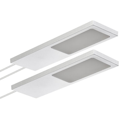 SOTECH LED-Möbelleuchte GIULIA II ohne Sensor silbergrau, 4000K neutralweiß inkl. Trafo & Verteiler, 2er Set
