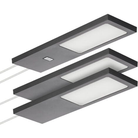 SOTECH LED-Möbelleuchte GIULIA II mit / ohne Sensor schwarz, 4000K neutralweiß inkl. Trafo & Verteiler, 3er Set