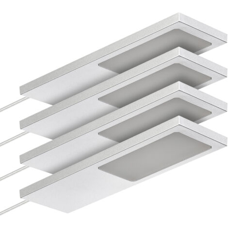 SOTECH LED-Möbelleuchte GIULIA II ohne Sensor silbergrau, 2700K warmweiß inkl. Trafo & Verteiler, 4er Set