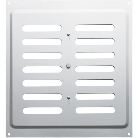 SOTECH Lüftungsgitter Belüftungsgitter verschließbar zum Aufschrauben mit Schiebeverschluss Aluminium (260 x 240 mm, Schlitzlochung oval)