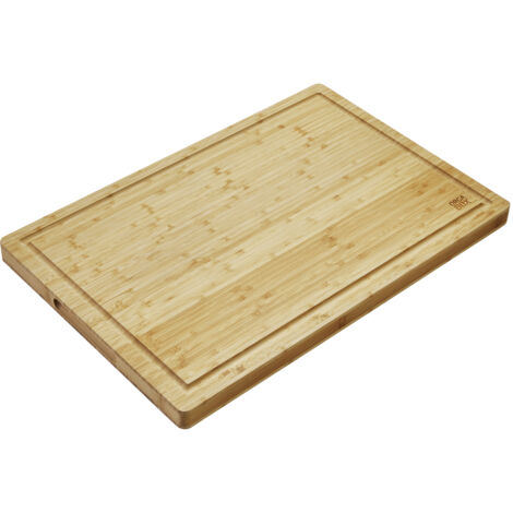 ORGA-BOX Schneidebrett aus 100% Bambus massives Schneidebrett Küchenbrett antibakteriell und rutschfest mit Griffmulde und Saftrille - XXXL 61 x 40,5 x 3,2 cm