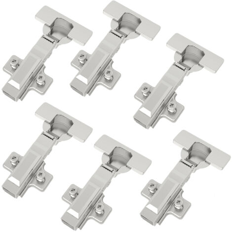 6 Stück SOTECH-SMOOTH Topfband T45 / 105° Eckanschlag (voll aufliegend) mit Dämpfer und Kreuzplatte inkl. Abdeckkappen.