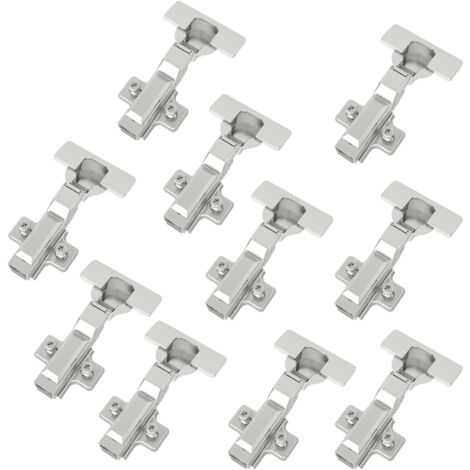 10 Stück SOTECH-SMOOTH Topfband T45 / 105° Mittelanschlag (halb aufliegend) mit Dämpfer und Kreuzplatte inkl. Abdeckkappen.
