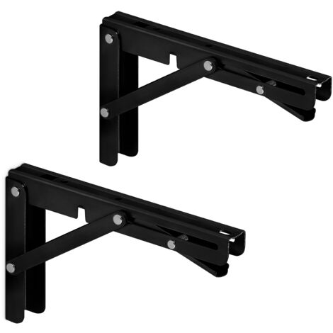 1 Paar Schwerlast-Klappkonsolen (200 x 120 mm, schwarz, Tragkraft bis 150 kg) (1/5)