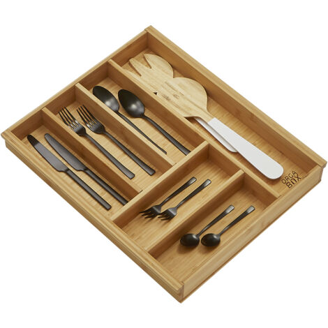 ORGA-BOX 1 BAMBUS Besteckeinsatz für Schubkästen mit 500 mm Tiefe 6 Fächer, für Blum Tandembox / Antaro Schublade 50cm Schrankbreite