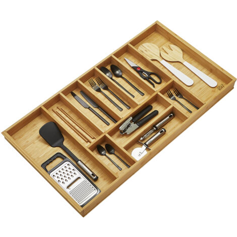 ORGA-BOX 1 BAMBUS Besteckeinsatz für Schubkästen mit 500 mm Tiefe 11 Fächer, für Blum Tandembox / Antaro Schublade 100cm Schrankbreite