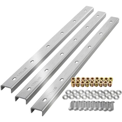 SOTECH U-Form Gratleisten für Tischplatten 3 Stück echt Edelstahl 80 x 4 x 2 cm