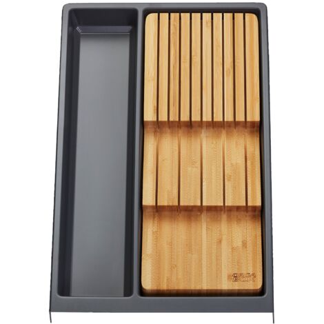Mehrzweckeinsatz SEPARADO Individual schiefergrau genarbt (300 x 474 x 51 mm) Schubladeneinsatz ab 40cm Schrankbreite inkl. Bambus Messereinsatz für bis zu 9 Messer von SOTECH