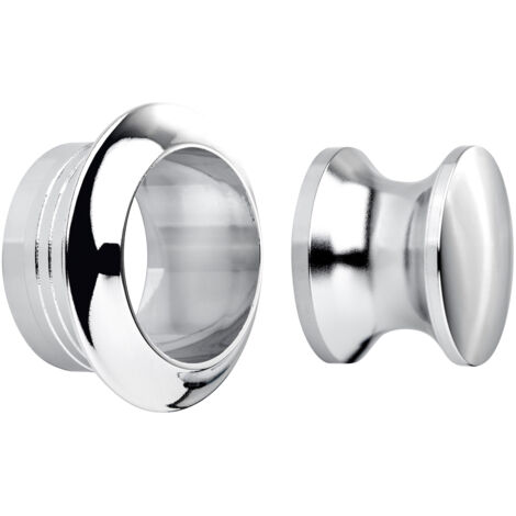 Aufschraubschloss Möbelschloss Caravan-Schloss Türschschloss Knopfset rund 16 mm Chrom poliert
