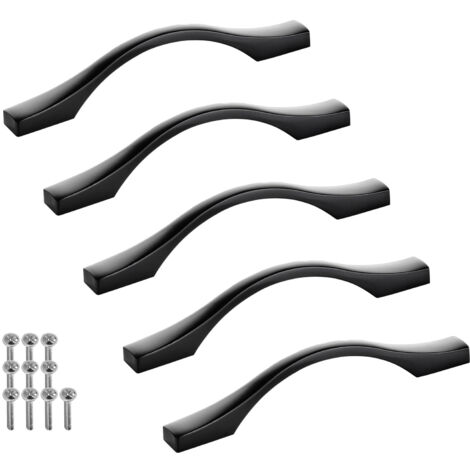 SOTECH Möbelgriff Bügelgriff Blackline XV schwarz matt Schubladengriff Schrankgriff inkl. Schrauben - Bohrlochabstand (BA) 96 mm, 5 Stück