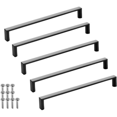 SOTECH Möbelgriff Bügelgriff Blackline XI schwarz matt Schubladengriff Schrankgriff inkl. Schrauben - Bohrlochabstand (BA) 192 mm, 5 Stück