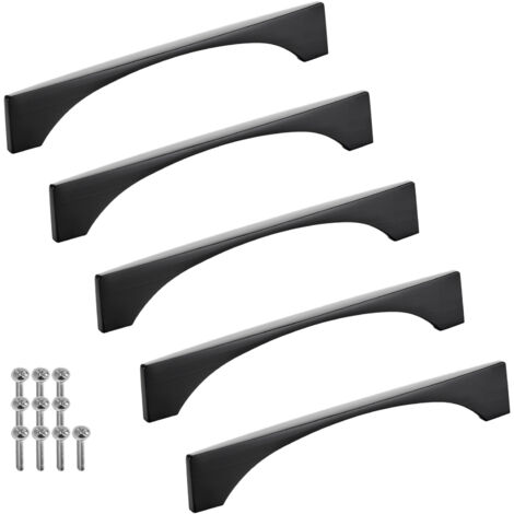 SOTECH Möbelgriff Bügelgriff Blackline XIV schwarz matt Schubladengriff Schrankgriff inkl. Schrauben - Bohrlochabstand (BA) 128 mm, 5 Stück