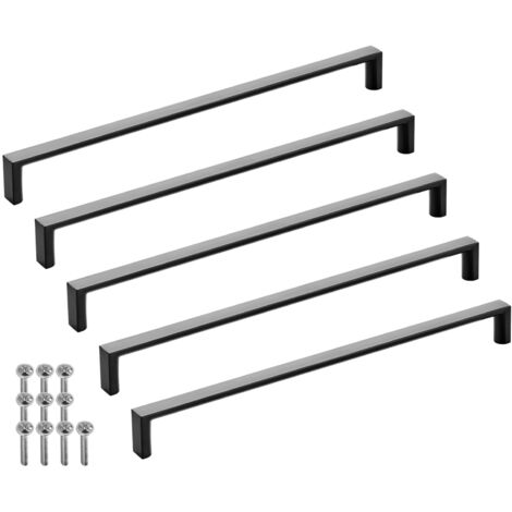 SOTECH Möbelgriff Bügelgriff Blackline XI schwarz matt Schubladengriff Schrankgriff inkl. Schrauben - Bohrlochabstand (BA) 256 mm, 5 Stück