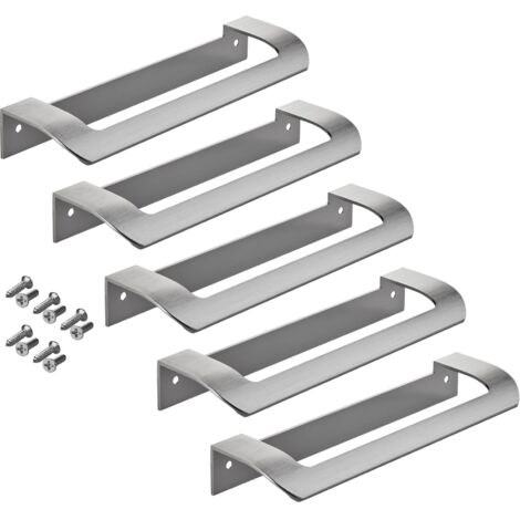 SOTECH Möbelgriff LYS BA 160 mm Griff für Schränke, Schubladen und Falttüren, Edelstahloptik, 5 Stück