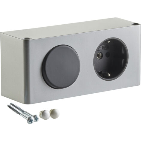 SOTECH Steckdose Powerbox für Spiegelschränke silbergrau inkl. Lichtschalter Stromversorgung für 12 V LED-Beleuchtung