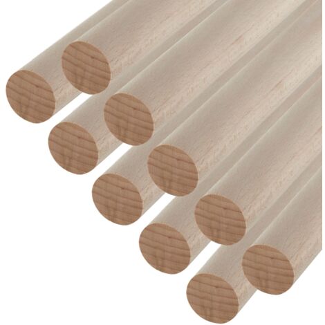 SOTECH Kleiderstange Garderobenstange Rundstab Holzstab zum Basteln Ø 30 mm Buche Länge: 50 cm , 10 Stück