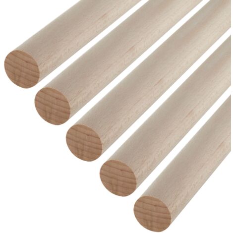 SOTECH Kleiderstange Garderobenstange Rundstab Holzstab zum Basteln Ø 30 mm Buche Länge: 100 cm , 5 Stück