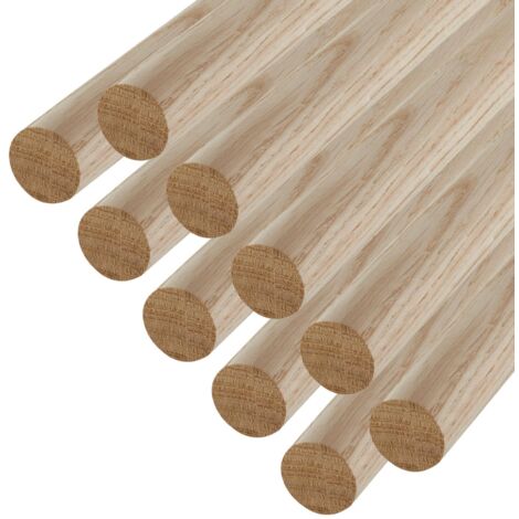 SOTECH Kleiderstange Garderobenstange Rundstab Holzstab zum Basteln Ø 30 mm Eiche Länge: 50 cm , 10 Stück