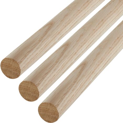 SOTECH Kleiderstange Garderobenstange Rundstab Holzstab zum Basteln Ø 30 mm Eiche Länge: 100 cm , 3 Stück