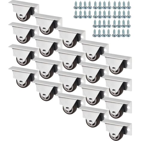 SOTECH 20 Stück Unterbaurollen TRIER Ø 30 mm inkl. Schraubenset seitliche Montage Bockrollen Kastenrollen Möbelrollen