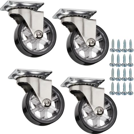 SOTECH 4 Stück Möbelrollen RAPID Ø 50 mm schwarz ohne Bremse (Feststeller) inkl. Schraubenset Belastbarkeit bis 140 kg (35 kg pro Transportrolle)