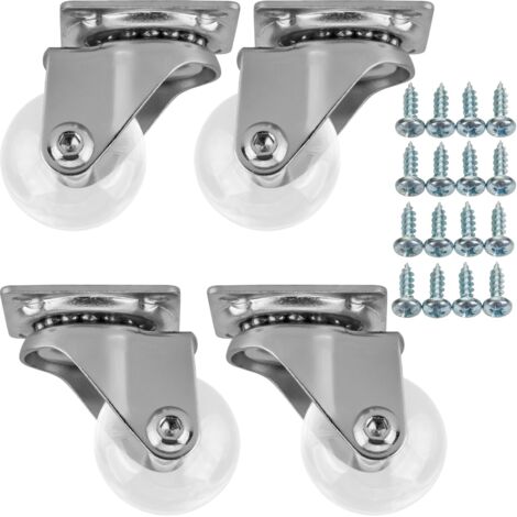 SOTECH 4 Stück Möbelrollen SWIFT Ø 35 mm transparent ohne Bremse (Feststeller) inkl. Schraubenset Belastbarkeit bis 140 kg (35 kg pro Lenkrolle)