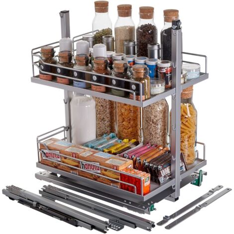 DISPENSA junior III Apothekerauszug silbergrau für Korpusbreite 400 mm mit ARENA classic Tablaren / Kesseböhmer