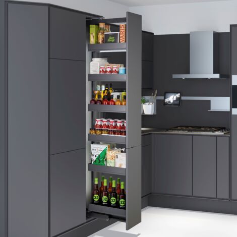 DISPENSA-X anthrazit für Korpusbreite 400 mm, Korpusinnenhöhe 1600 - 2000 mm Apothekerauszug 100 kg Tragkraft mit ARENA pure Tablaren / Kesseböhmer