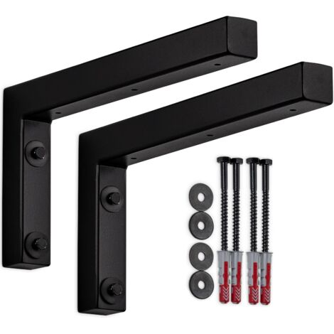 SOTECH Wandkonsole Regalkonsole Waschtischkonsole in L-Form 300 x 150 x 30 mm, schwarz matt pulverbeschichtet, 2 Stück