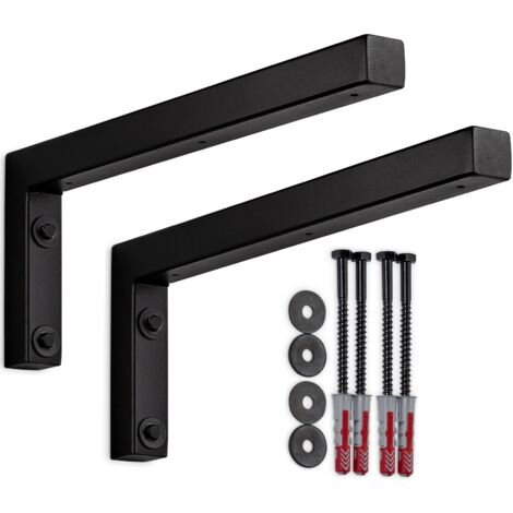 SOTECH Wandkonsole Regalkonsole Waschtischkonsole in L-Form 400 x 150 x 30 mm, schwarz matt pulverbeschichtet, 2 Stück