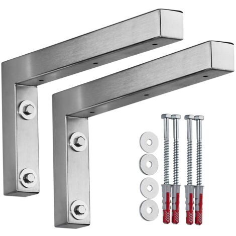SOTECH Wandkonsole Regalkonsole Waschtischkonsole in L-Form 300 x 150 x 30 mm, Edelstahl gebürstet, 2 Stück
