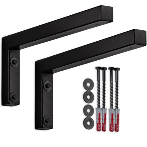 SOTECH Wandkonsole Regalkonsole Waschtischkonsole in L-Form 350 x 150 x 30 mm, schwarz matt pulverbeschichtet, 2 Stück