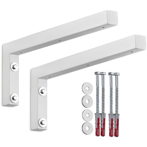 SOTECH Wandkonsole Regalkonsole Waschtischkonsole in L-Form 400 x 150 x 30 mm, weiß matt pulverbeschichtet, 2 Stück