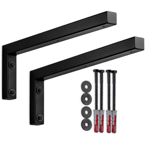 SOTECH Wandkonsole Regalkonsole Waschtischkonsole in L-Form 450 x 150 x 30 mm, schwarz matt pulverbeschichtet, 2 Stück
