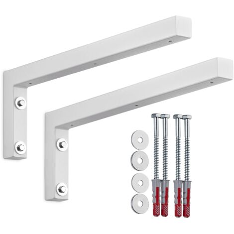 SOTECH Wandkonsole Regalkonsole Waschtischkonsole in L-Form 450 x 150 x 30 mm, weiß matt pulverbeschichtet, 2 Stück