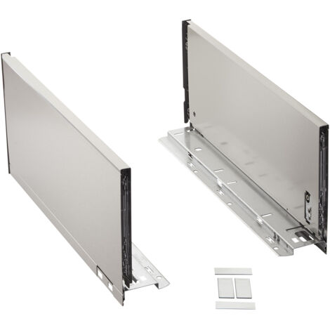 BLUM Schubkastenzargen LEGRABOX pure Edelstahl mit Anti-Fingerprint inkl. Abdeckkappen 770C6502I Nennlänge 650 mm, Systemhöhe C 176,8 mm