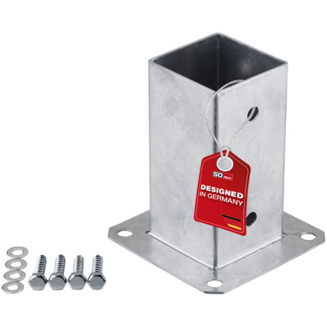 SOTECH Bodenanker zum Aufschrauben Stahl feuerverzinkt optimal für Garten oder Terrasse, Pfostenträger für Vierkantholz (Vierkant 70 x 70 mm) 152 mm Höhe, 1 Stück