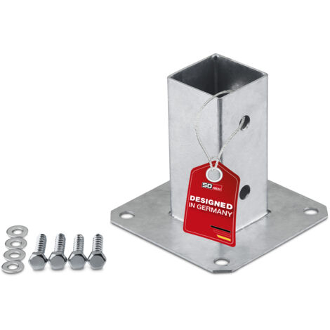 SOTECH Bodenanker zum Aufschrauben Stahl feuerverzinkt optimal für Garten oder Terrasse, Pfostenträger für Vierkantholz (Vierkant 50 x 50 mm) 122 mm Höhe, 1 Stück