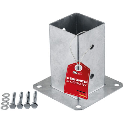 SOTECH Bodenanker zum Aufschrauben Stahl feuerverzinkt optimal für Garten oder Terrasse, Pfostenträger für Vierkantholz (Vierkant 80 x 80 mm) 152 mm Höhe, 1 Stück