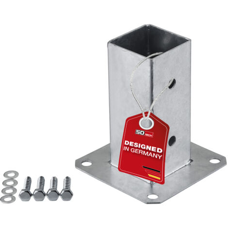 SOTECH Bodenanker zum Aufschrauben Stahl feuerverzinkt optimal für Garten oder Terrasse, Pfostenträger für Vierkantholz (Vierkant 60 x 60 mm) 152 mm Höhe, 1 Stück