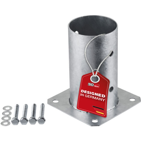 SOTECH Bodenanker zum Aufschrauben Stahl feuerverzinkt optimal für Garten oder Terrasse, Pfostenträger für Rundholz (rund Ø 80 mm) 152 mm Höhe, 1 Stück